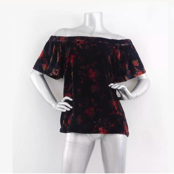 Ann Taylor Loft Floral Velvet Off Shoulder Top - Picture 4 of 6